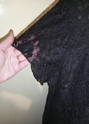 Нарядная гипюровая,чёрная блузка с подкладкой,большого размера,happy holly3 фото