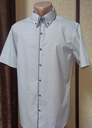 Стильная рубашка george с коротким рукавом серого цвета. размер l