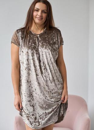 Жіноча велюрова нічна сорочка l, xl, 2xl, 3xl5 фото