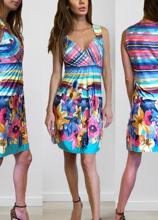 Летнее разноцветное платье-сарафан