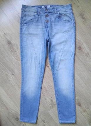 Стильные голубые джинсы only на пуговицах/женские джинсы брюки с потертостями