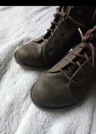 Кожаные бежевые ботинки ботильоны полу сапоги коричневые кожа деми от new look8 фото