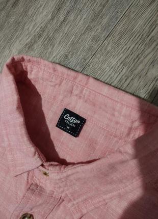 Чоловіча рожева сорочка з коротким рукавом/cotton traders/поло/жовтогарячий одяг/2 фото