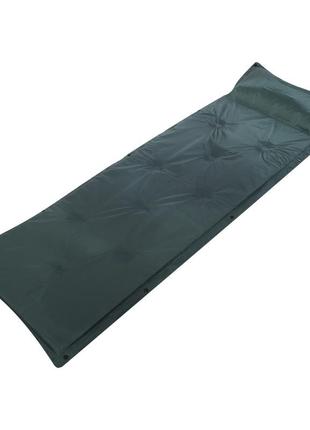 Коврик самонадувающийся с подушкой 185 см ty-0559 зеленый