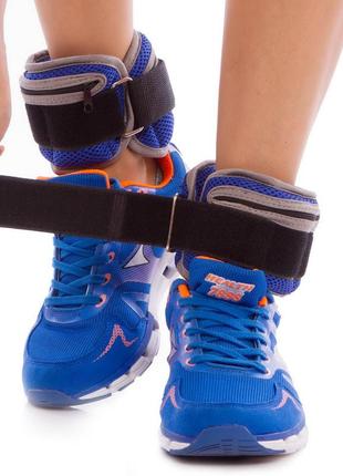 Наборные утяжелители-манжеты для рук и ног со сменным весом zelart fi-7209-2 (2x1кг) синий2 фото