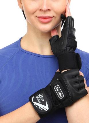 Перчатки кожаные для фитнеса, зала, занятиях на тренажерах hard touch bc-95268 фото