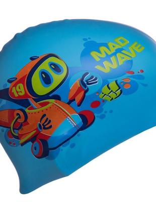 Детская шапочка для плавания силиконовая madwave junior mad bot m057915 красный3 фото