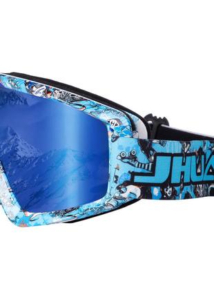 Маска-очки горнолыжные sposune зеркальные mt-035-bl (оправа-синяя, цвет линз-синий)1 фото