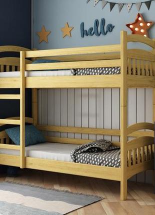 Деска дерев'яне двоярусне ліжко лакки 90х200х180 різні кольори