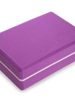 Блок для фитнеса и йоги (кирпич) с отверстием record fi-5163 фиолетовый5 фото
