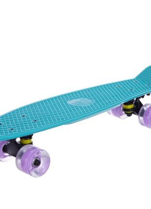 Скейт пенни борд для детей и подростков penny 56 см led wheels fish sk-405-11