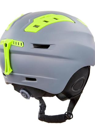 Шлем горнолыжный с механизмом регулировки moon ms-96 серый-салатовый2 фото