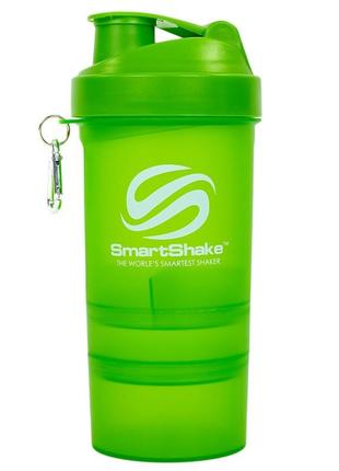 Шейкер для спортивного питания 3-х камерный smart shaker (400+100+100м) sp-sport fi-5053 зеленый