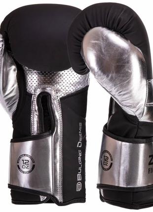 Кожаные перчатки боксерские zelart на липучке vl-3083 серебряный2 фото