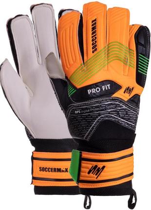 Рукавички воротарські soccermax gk-023 (розмір 8,9,10) синій-чорний7 фото