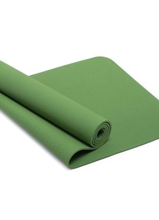 Килимок для фітнесу і йоги 6 мм sp-planeta fi-4937 оливковий