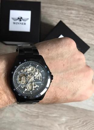 Механічний оригінальний чоловічий наручний годинник winner skeleton з коробкою2 фото