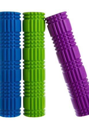 Ролик массажный для пилатеса, йоги, фитнеса grid 3d roller fi-4941 синий2 фото