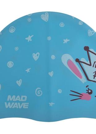 Детская шапочка для плавания силиконовая madwave junior little bunny m057913 голубой