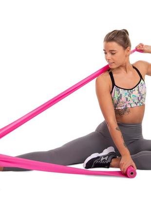 Лента эластичная для фитнеса и йоги double cube fi-6256-5_5 розовый7 фото