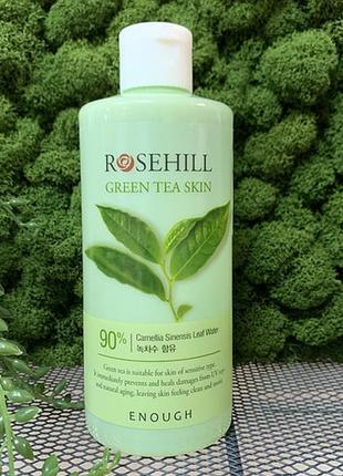 Заспокійливий тонер для обличчя із зеленим чаєм enough rosehill green tea skin 90% 300 мл