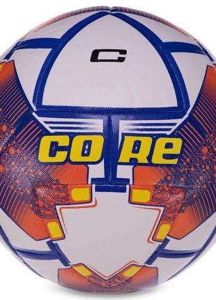 М'яч футбольний hybrid shiny core fighter №5 pu fb-3136 білий-оранжовий