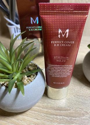 Bb крем для лица - missha m perfect cover bb cream spf42/pa+++, 20 мл4 фото