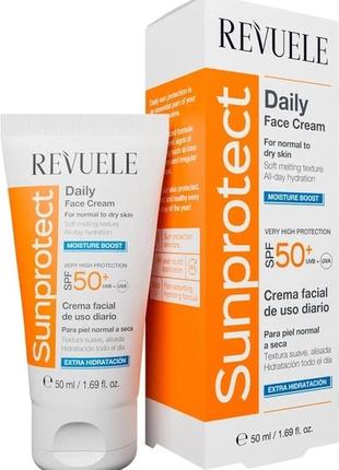 Сонцезахисний крем для обличчя зволожуючий - revuele sunprotect moisture boost daily face cream for normal to dry skin spf 50+, 50