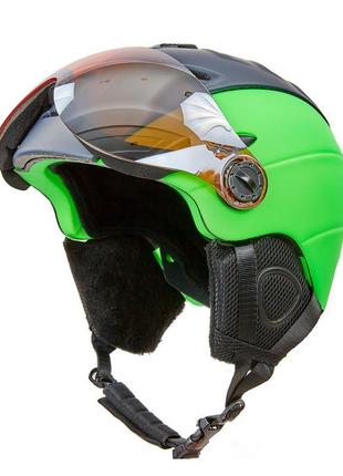 Шлем горнолыжный с визором и механизмом регулировки moon ms-6296 м(55-58) салатовый4 фото