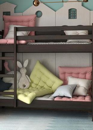Дитяче дерев'яне двоярусне ліжко "твінс 90х2000х1800 темний