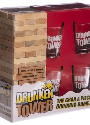 Дженга п'яна вежа drunken tower jenga (дер. блоки-60шт, стопки скляні-4шт) gb076-1b