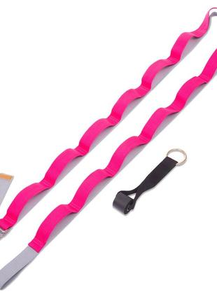 Стрічка для розтяжки 14 петель бавовна stretch strap fi-1796 малиновий1 фото