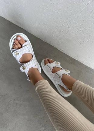 Chanel сандалии женские белые кожаные