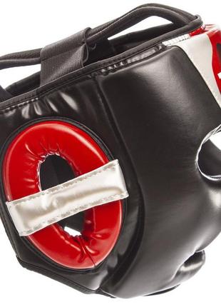 Шлем боксерский закрытый с полной защитой zelart bo-1320 черный-красный2 фото