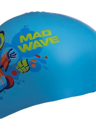 Детская шапочка для плавания силиконовая madwave junior mad bot m057915 голубой3 фото