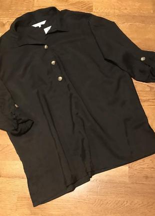 Чёрная женская рубашка/ блузка с лиоцела, р 18 (16-18)