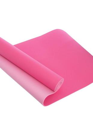 Килимок для фітнесу і йоги 6мм двошаровий sp-planeta fi-3046 рожевий