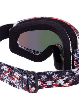 Маска-окуляри гірськолижні sposune дзеркальні mt-035-r (оправа-сіро-червона, колір лінз-червоний)3 фото