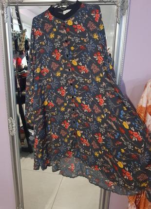 Крутое платье-рубашка от укр. дизайнера vovk  - на 10, 12 р-р - полевые цветы