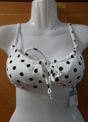 Брендовый новый стильный верх купальника в горошек р.8 /36 от primark