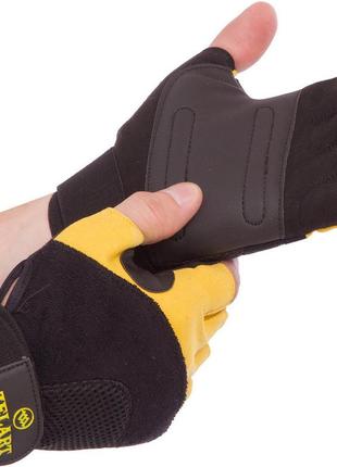 Атлетичні рукавички шкіряні для важкої атлетики, фітнесу zelart gel tech bc-36113 фото