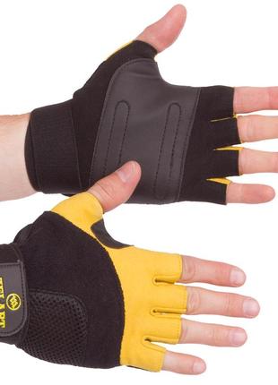 Перчатки атлетические кожаные для тяжелой атлетики, фитнеса zelart gel tech bc-3611