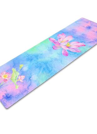 Килимок для йоги та фітнесу 3 мм двошаровий замшевий record fi-5662-33