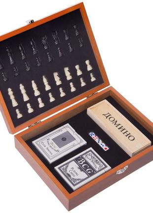 Набор настольных игр 3в1 шахматы, домино, карты w2516b