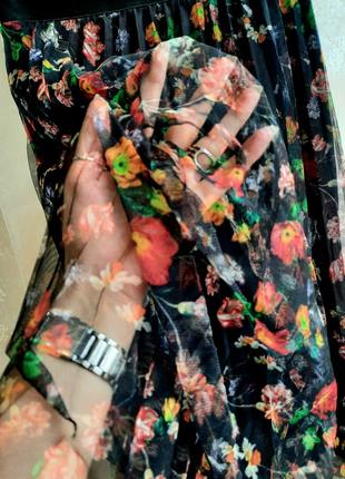 H&m воздушная  юбка плиссе в цветочный принт9 фото