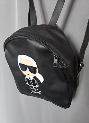 Рюкзак karl lagerfeld 24x20x9 черный маленький городской рюкзак  кожзам