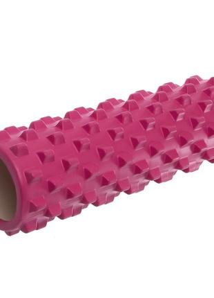 Ролик для занять фітнесом і йогою sp sport grid rumble roller fi-4942 рожевий