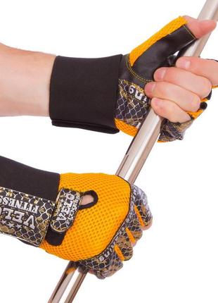 Перчатки атлетические кожаные для тяжелой атлетики, фитнеса velo vl-32263 фото