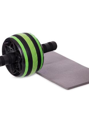 Колесо-ролик для пресса тренажер с ковриком fi-2540 зеленый-черный