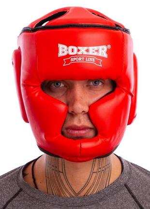 Шолом боксерський з повним захистом boxer 2036 червоний2 фото